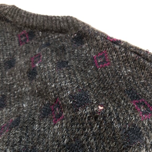 Ermenegildo Zegna Sweater Men's S Brown Geometric Wool Mohair Nylon V Neck HOLES - Picture 12 of 16